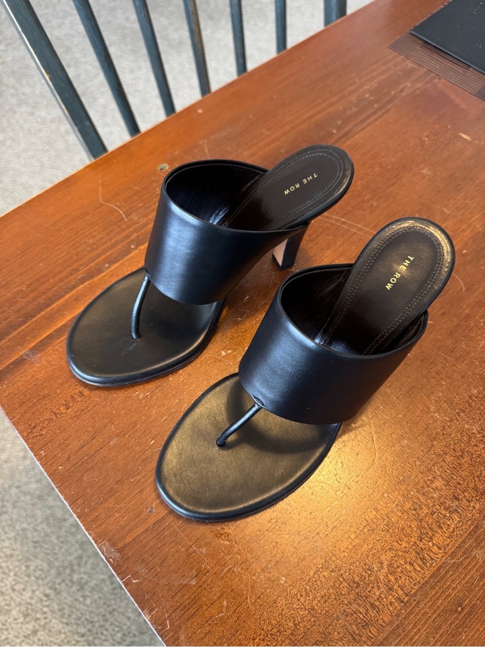 The Row signum leather heel sandal mule